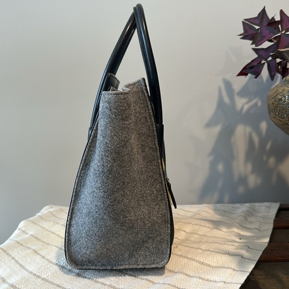 Céline Yellow, Grey, Black Leather & Wool Felt Micro Shopper Tote Fall 16’ - Picture 8 of 17